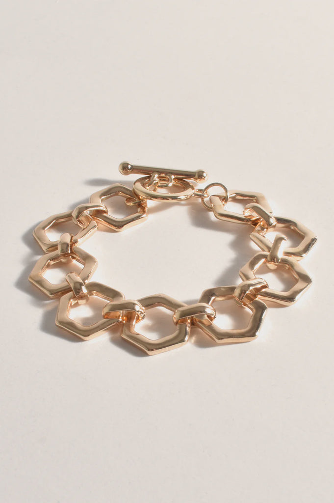 Chunky Geo Shapes Chain Bracelet Gold - Global Free Style