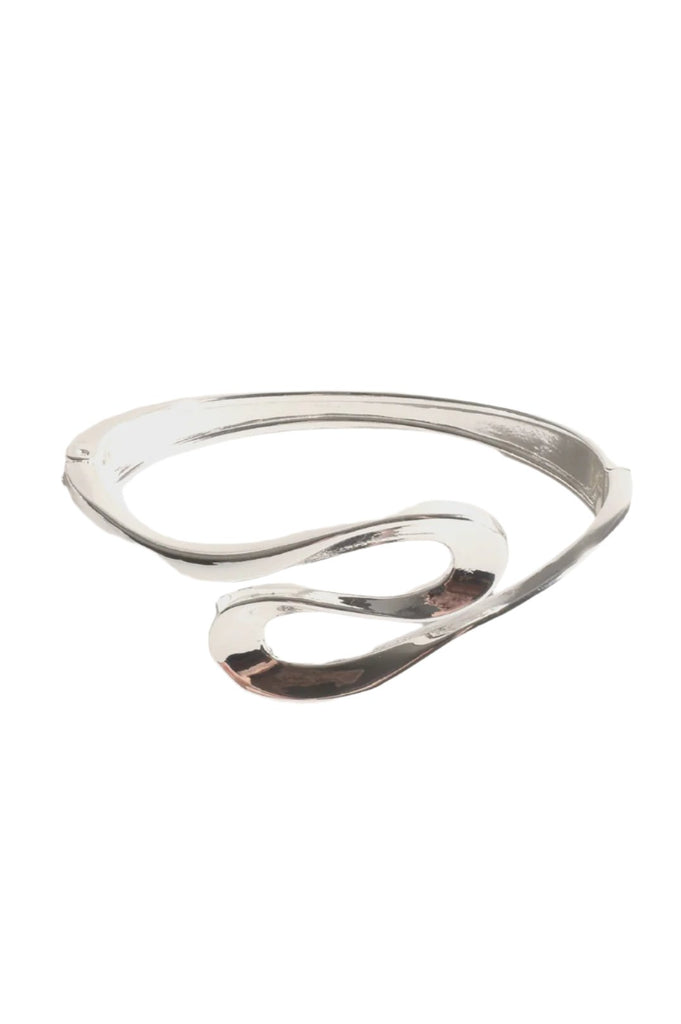 Swirl Front Metal Bangle (Silver) Bracelets and Bangles Adorne   