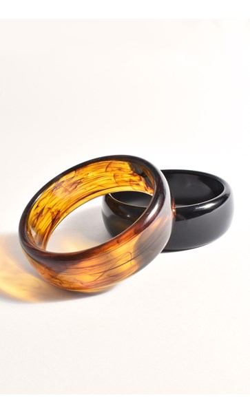 Riley Resin Bangle Black Bracelets and Bangles Adorne