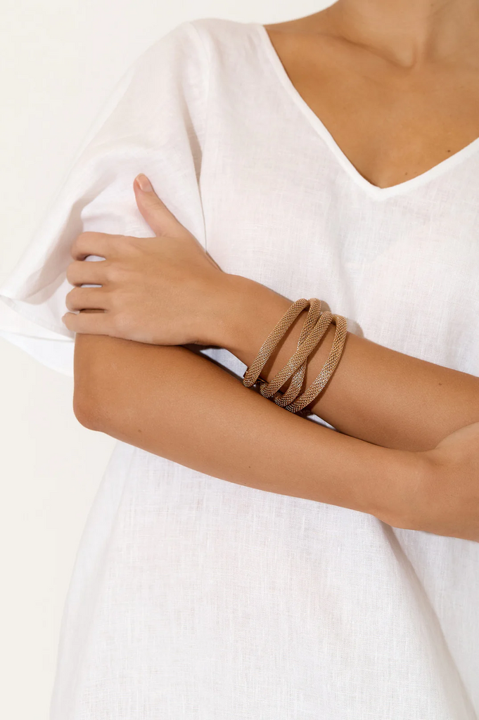 Plaited Metal Magnetic Closure Cuff Gold Bracelets and Bangles Adorne   