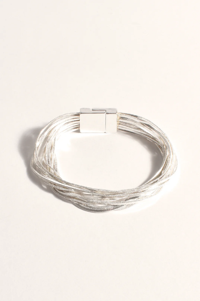 Fine Snake Chain Layers Cuff Silver Bracelets and Bangles Adorne   