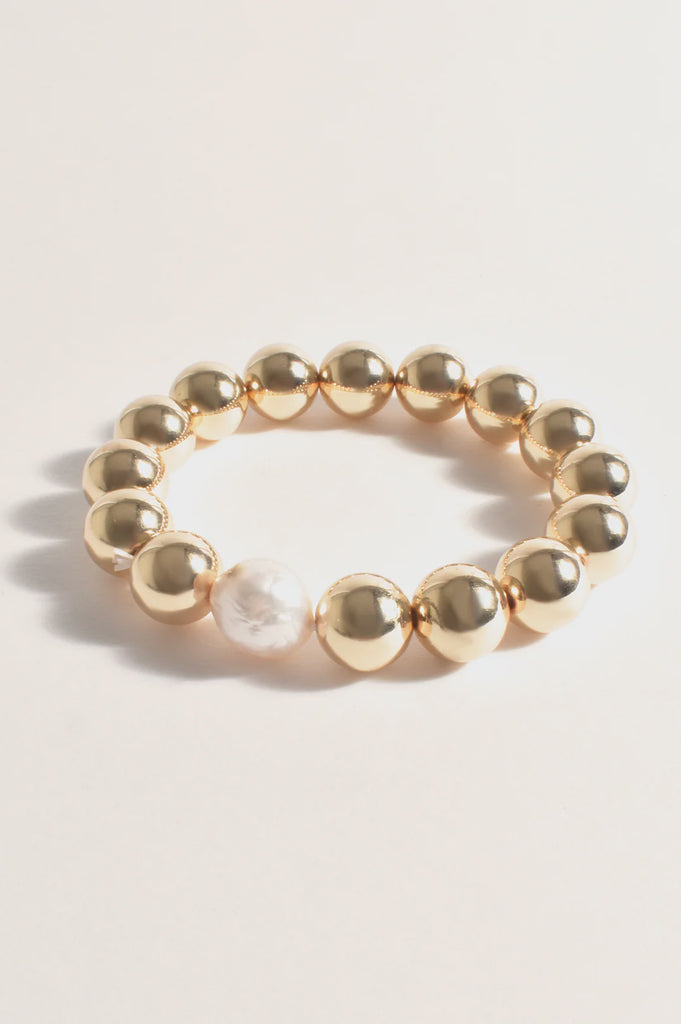 Pearl Centre Metal Ball Event Bracelet Gold/Cream Bracelets and Bangles Adorne   