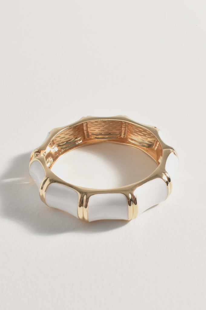 Bamboo Look Cuff Bracelet White/Gold Bracelets and Bangles Adorne