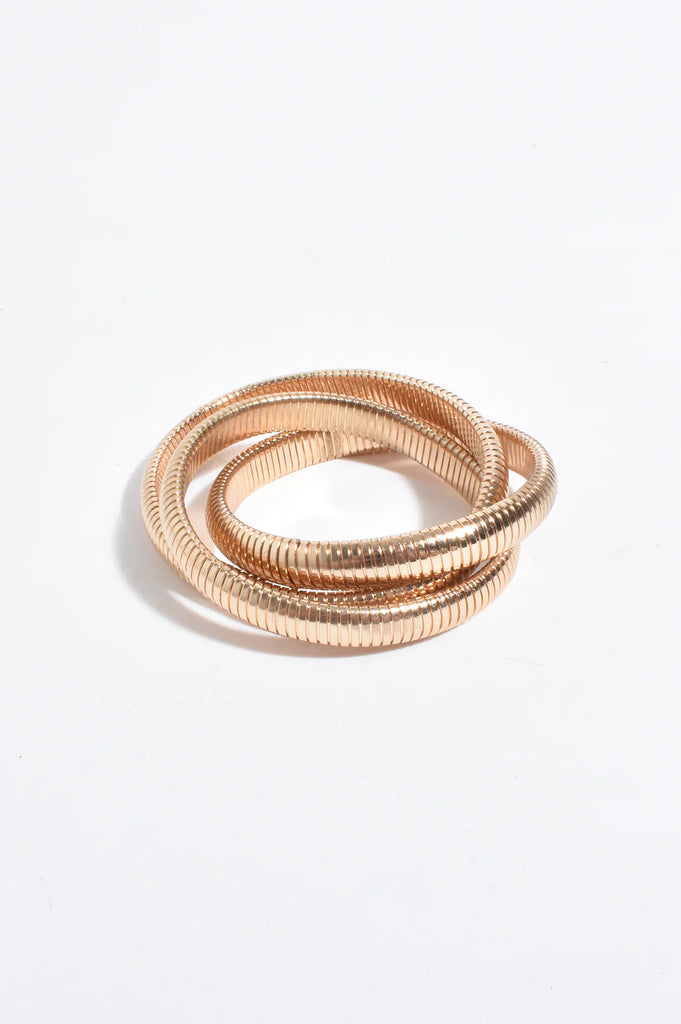Entwined Metal Bangle Set Gold Bracelets and Bangles Adorne
