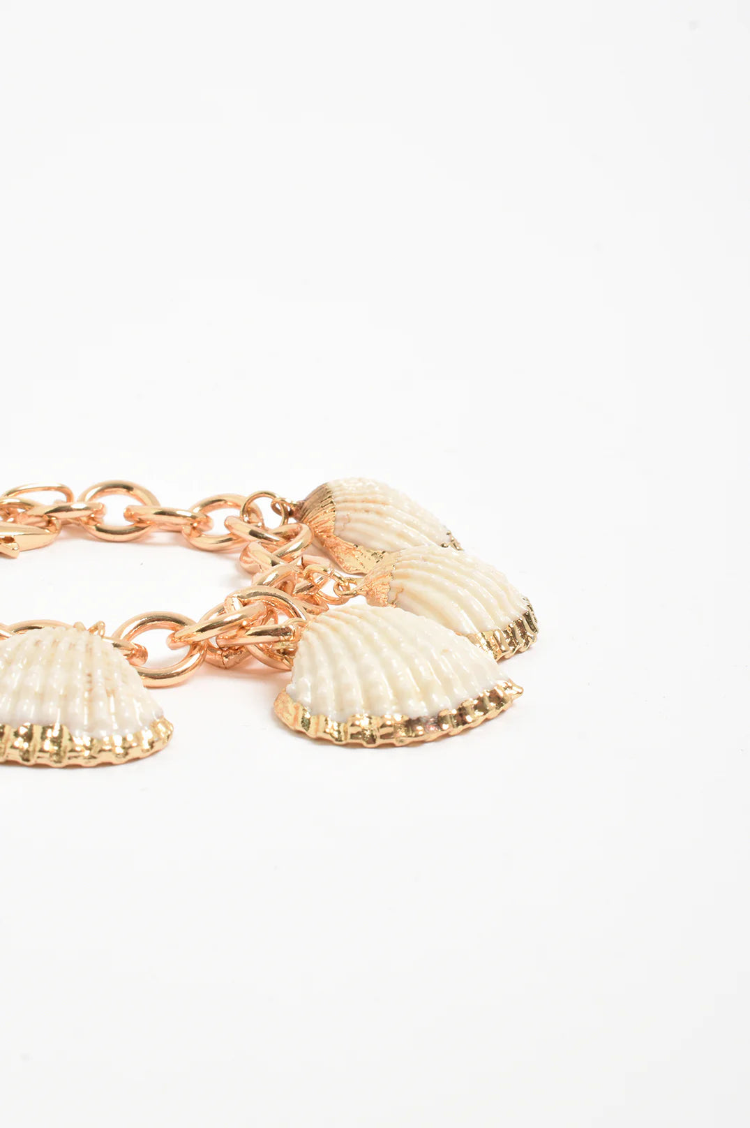 Metal Edged Shell Bracelet White/Gold Bracelets and Bangles Adorne