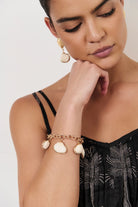 Metal Edged Shell Bracelet White/Gold - Global Free Style