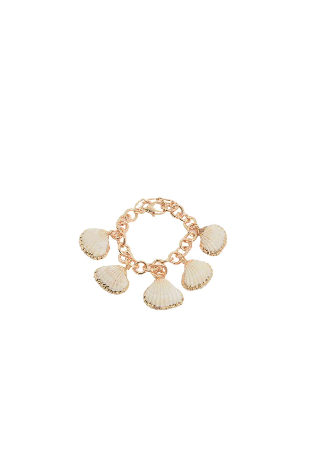 Metal Edged Shell Bracelet White/Gold Bracelets and Bangles Adorne