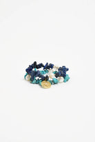 Sun Charm Stone Chip Pearl Stretch Bracelet Turq/Blue Bracelets and Bangles Adorne