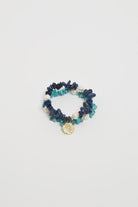 Sun Charm Stone Chip Pearl Stretch Bracelet Turq/Blue Bracelets and Bangles Adorne