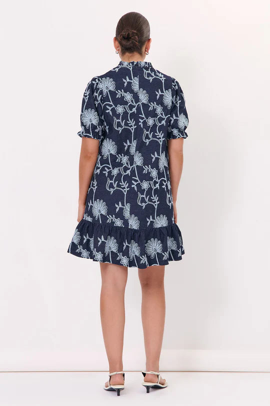 Lolita Embroidered Denim Dress Denim Dresses Adorne