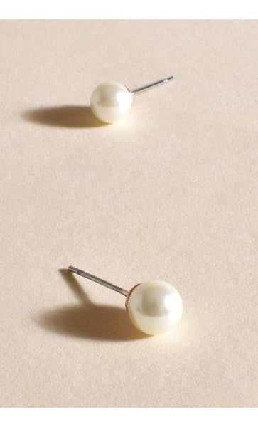 Small Glass Pearl Stud Earrings (Cream/Rose) Earrings Adorne   