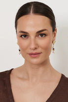 Freshwater Pearl Stone Chip Drop Earrings Choc/White Earrings Adorne