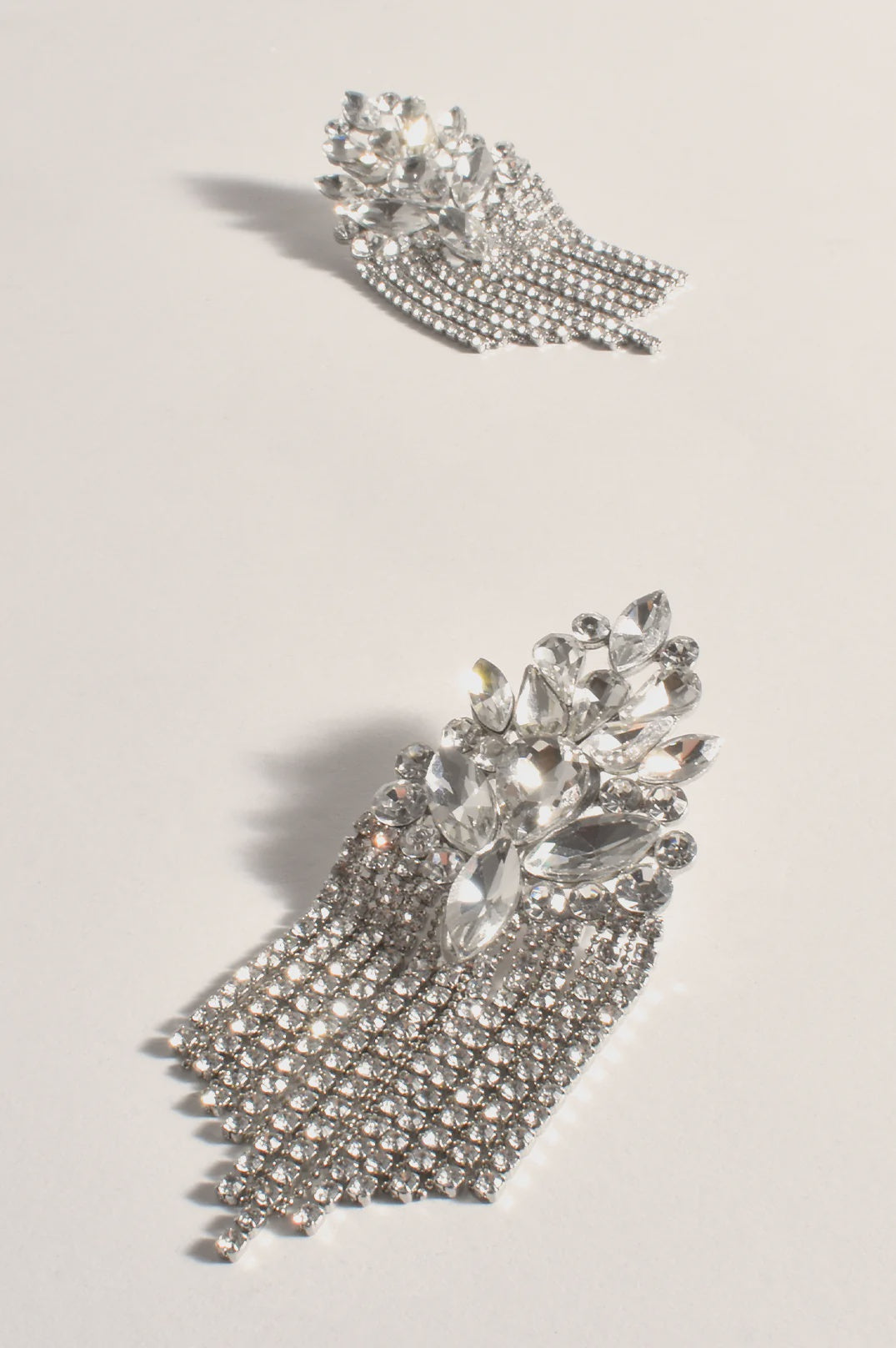 Jewelled Tassel Cocktail Earrings Crystal/Silver - Global Free Style