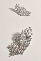 Jewelled Tassel Cocktail Earrings Crystal/Silver - Global Free Style
