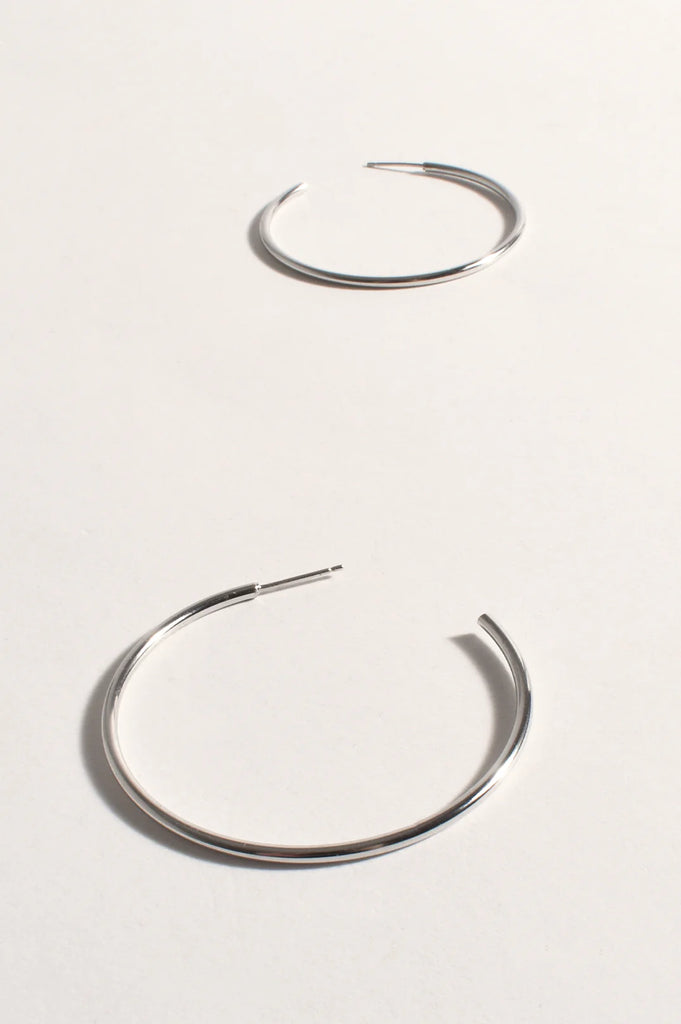 Thin Flat Essential Hoops Silver Earrings Adorne   