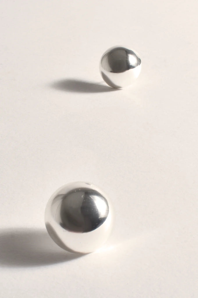 Polished Metal Dome Stud Earrings Silver Earrings Adorne   