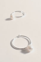 Freshwater Pearl Drop Midi Hoops Silver/Cream Earrings Adorne