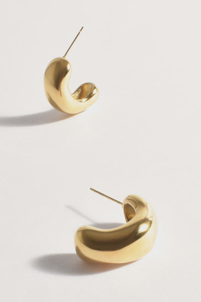 Bevelled Metal Mini Hoops Gold Earrings Adorne   