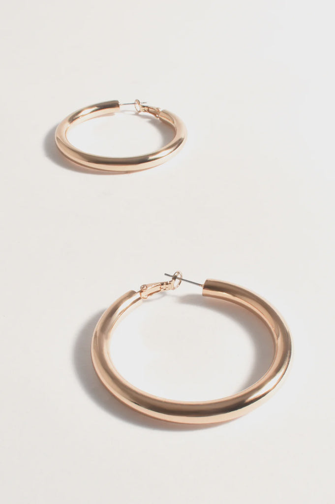 Mid Size Tube Hoops Gold Earrings Adorne   