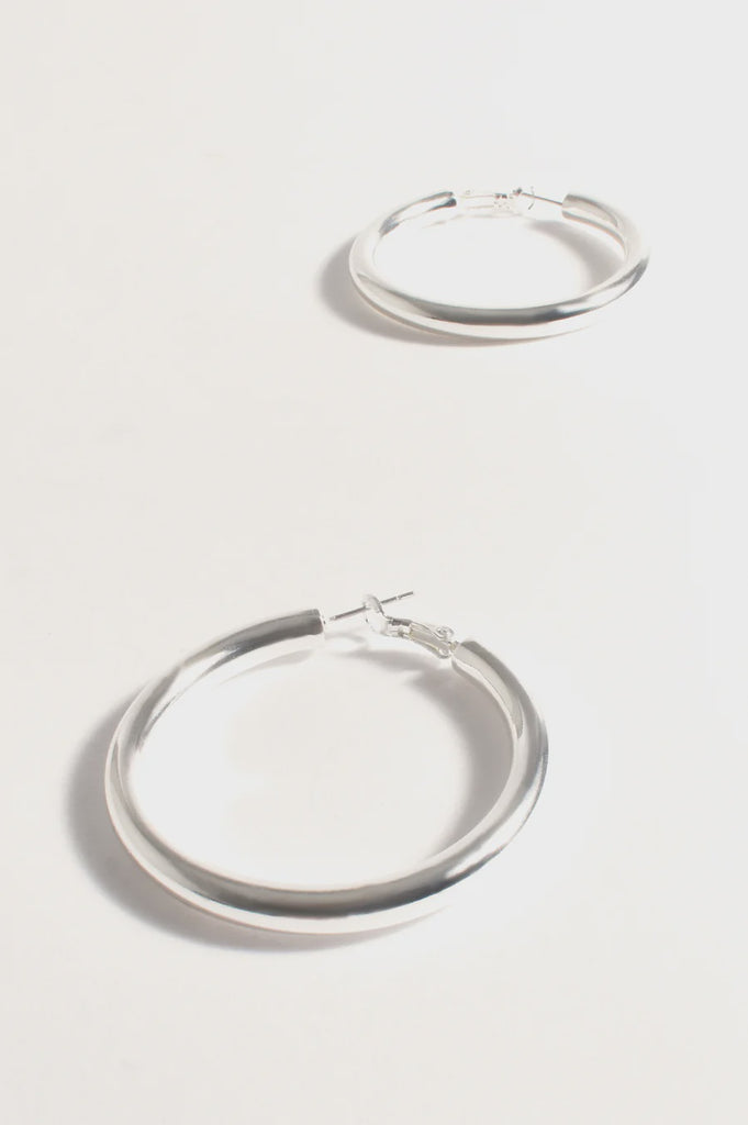 Mid Size Tube Hoops Silver Earrings Adorne   