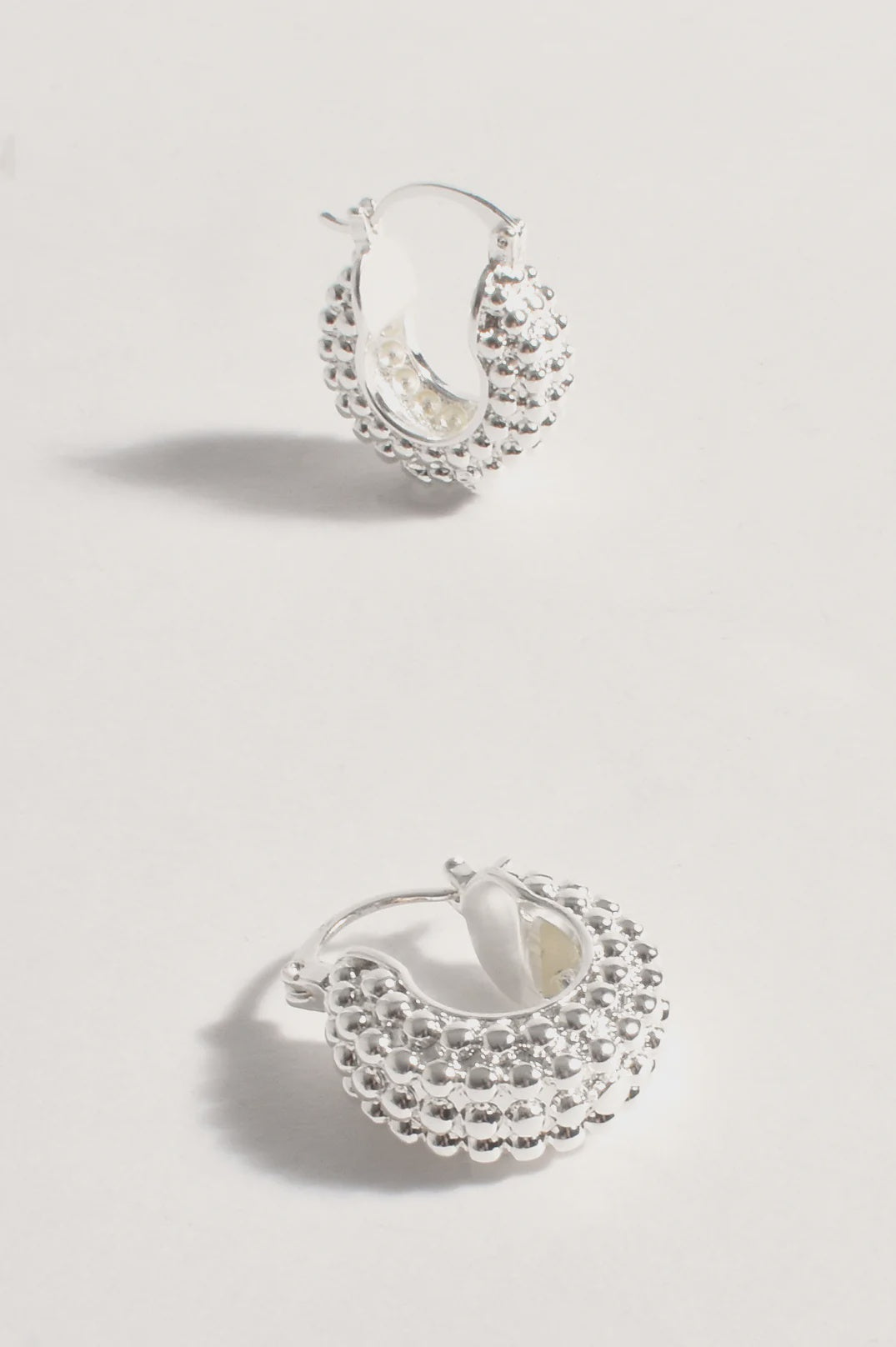 Panel Texture Mini Hoops Silver Earrings Adorne