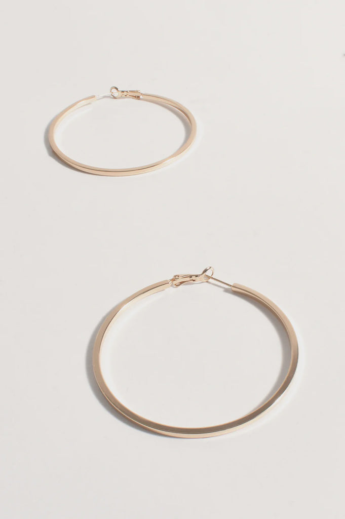 Straight Edge Event Hoops Gold Earrings Adorne   