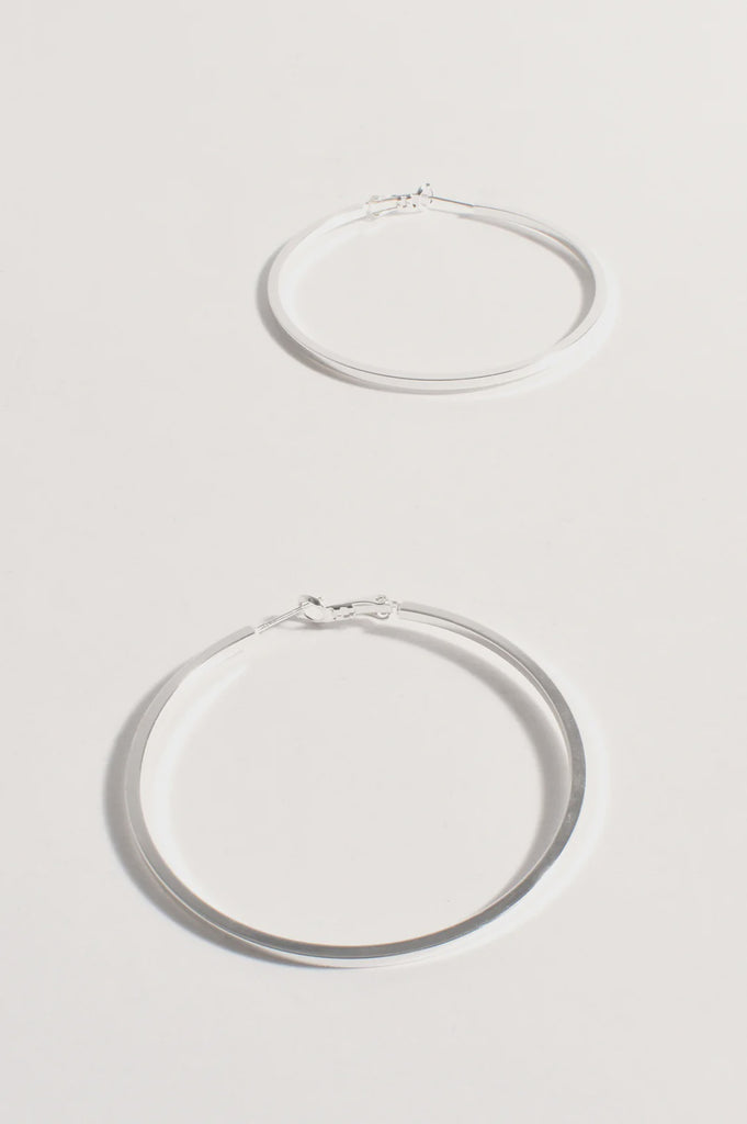 Straight Edge Event Hoops Silver Earrings Adorne   