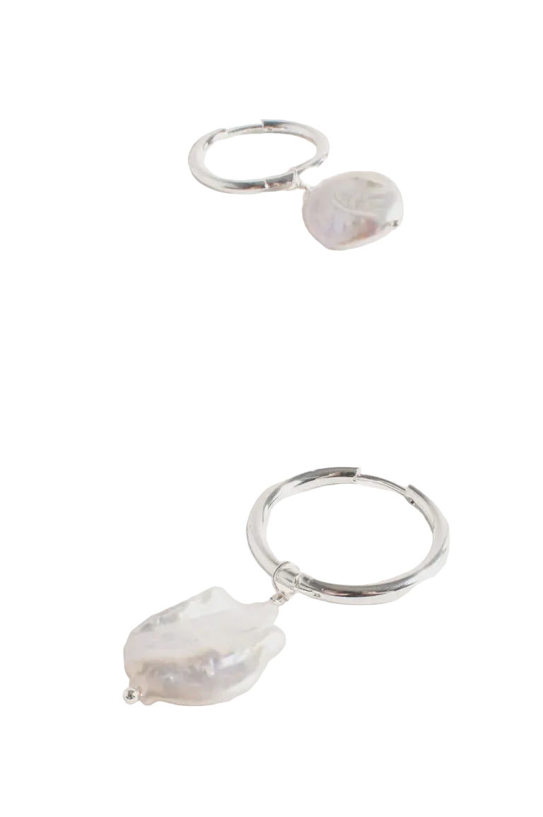 Fine Hoop Pearl Drop Earrings Silver Earrings Adorne