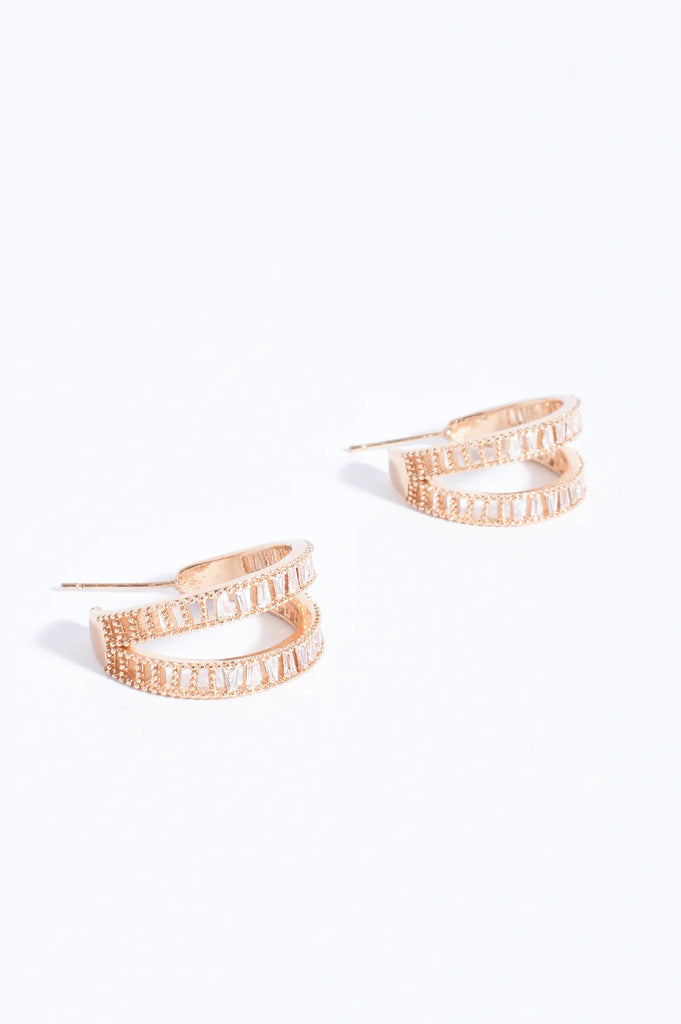 Baguette Cut Jewel Earrings Gold Earrings Adorne