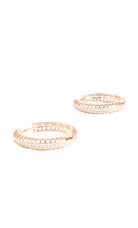 Diamante Detail Hinged Hoops Gold - Global Free Style