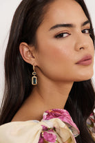 Rectangle Drop Twist Hoops Aqua Earrings Adorne
