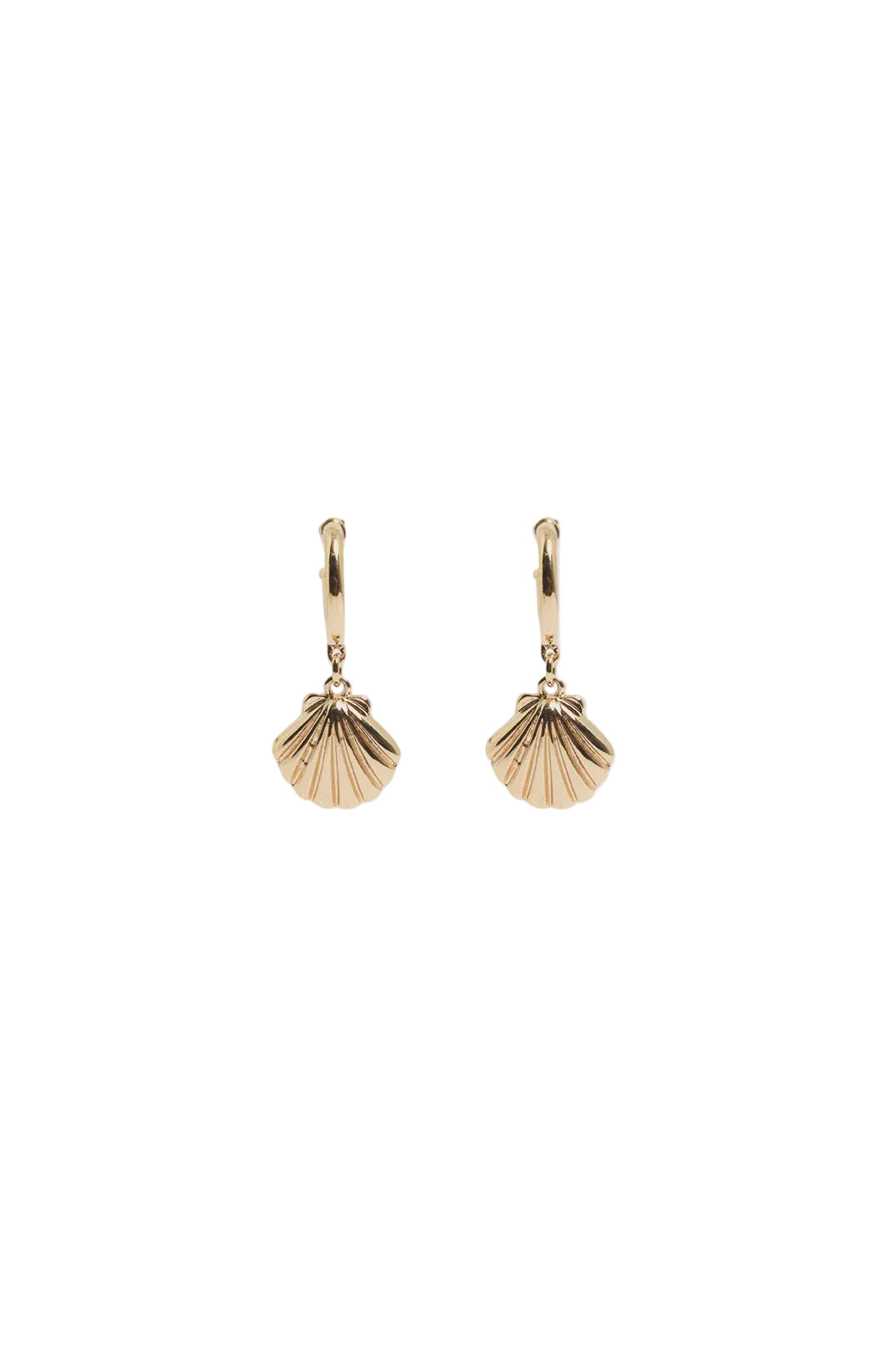 Mini Metal Shell Hoops Gold Earrings Adorne