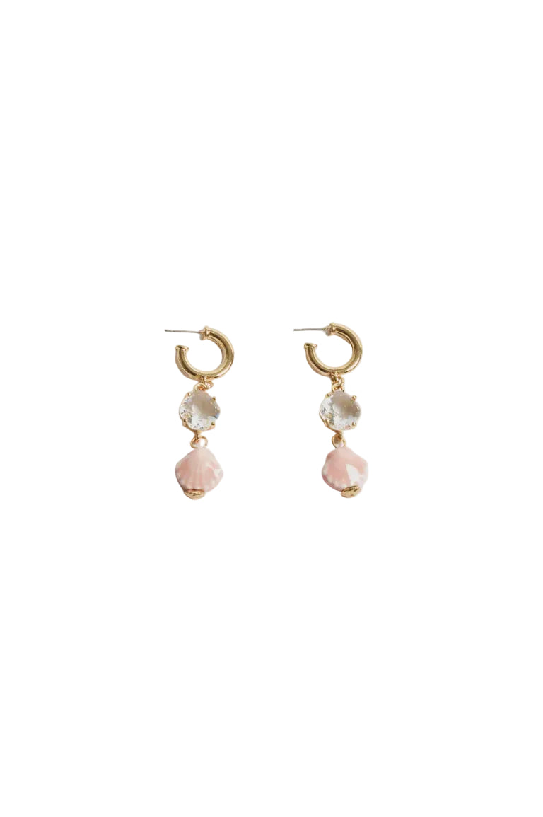 Ceramic Glass Shell Drop Hoops Earrings Adorne