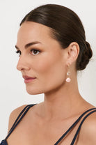 Ceramic Glass Shell Drop Hoops Earrings Adorne