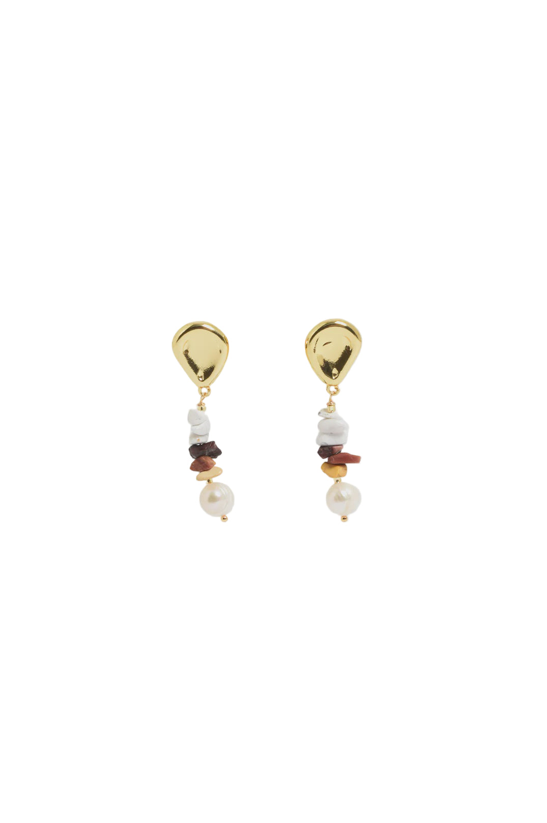 Freshwater Pearl Stone Chip Drop Earrings Choc/White Earrings Adorne