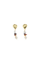 Freshwater Pearl Stone Chip Drop Earrings Choc/White Earrings Adorne