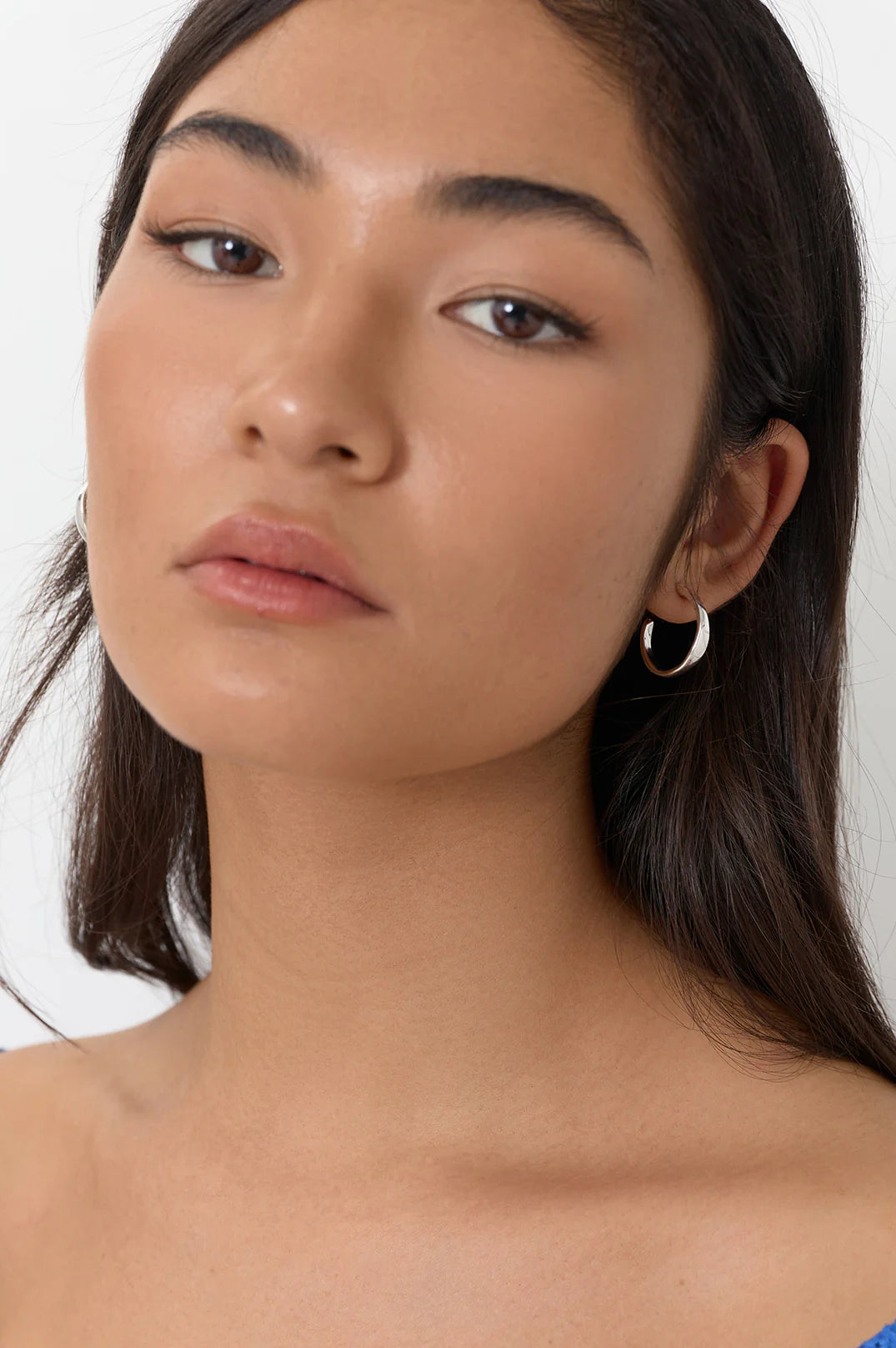 Mini Organic Shape Hoops Silver Earrings Adorne