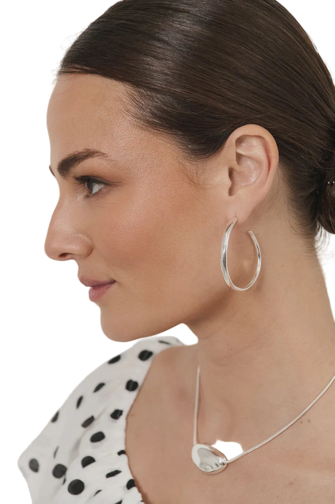 Mid Size Organic Shape Hoops Silver - Global Free Style