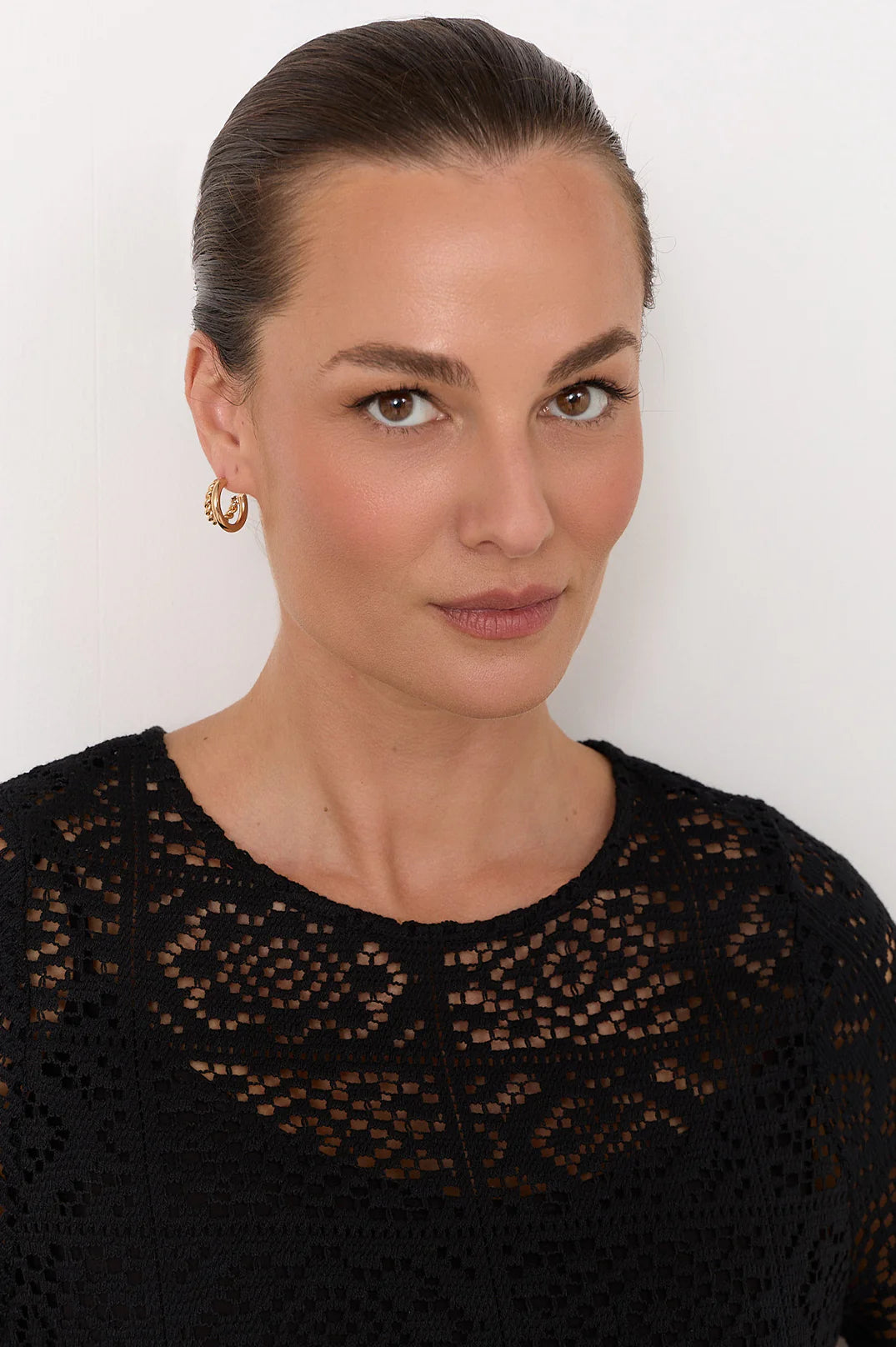 Twist Detail Double Hoops Gold Earrings Adorne