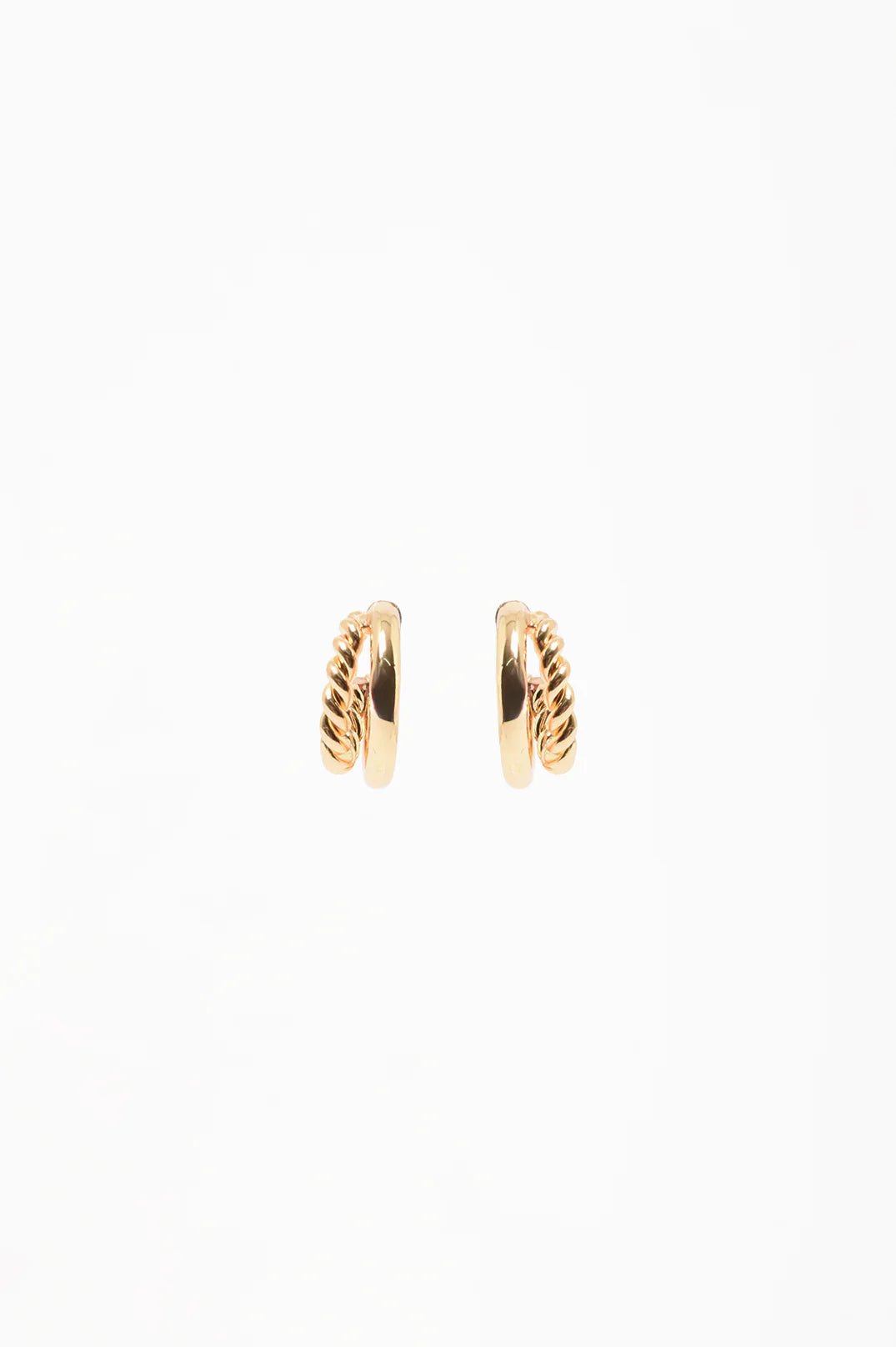 Twist Detail Double Hoops Gold Earrings Adorne
