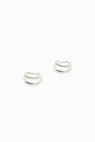 Twist Detail Double Hoops Silver Earrings Adorne
