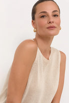 Oval Braid Detail Double Hoops Gold Earrings Adorne