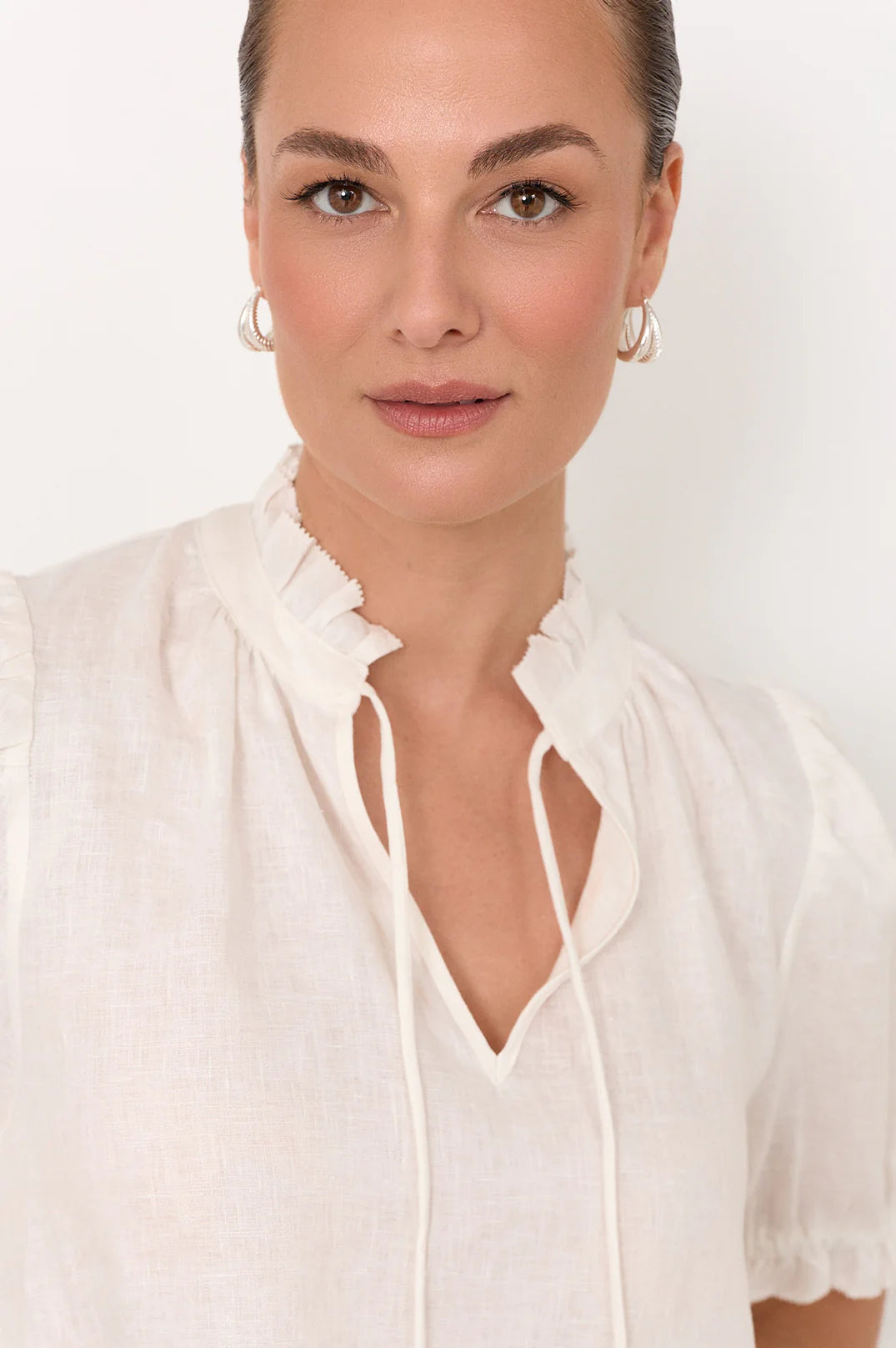 Oval Braid Detail Double Hoops Silver Earrings Adorne