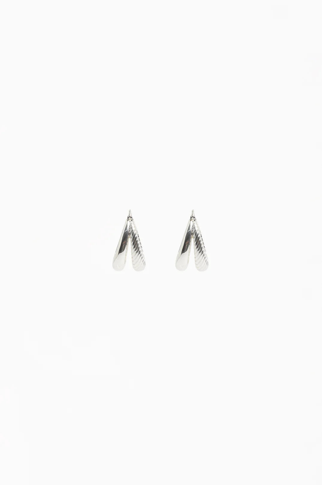Oval Braid Detail Double Hoops Silver Earrings Adorne