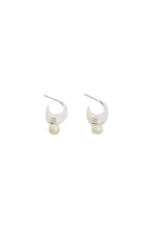 Pearl Drop Curved Front Earrings Silver/Cream Earrings Adorne