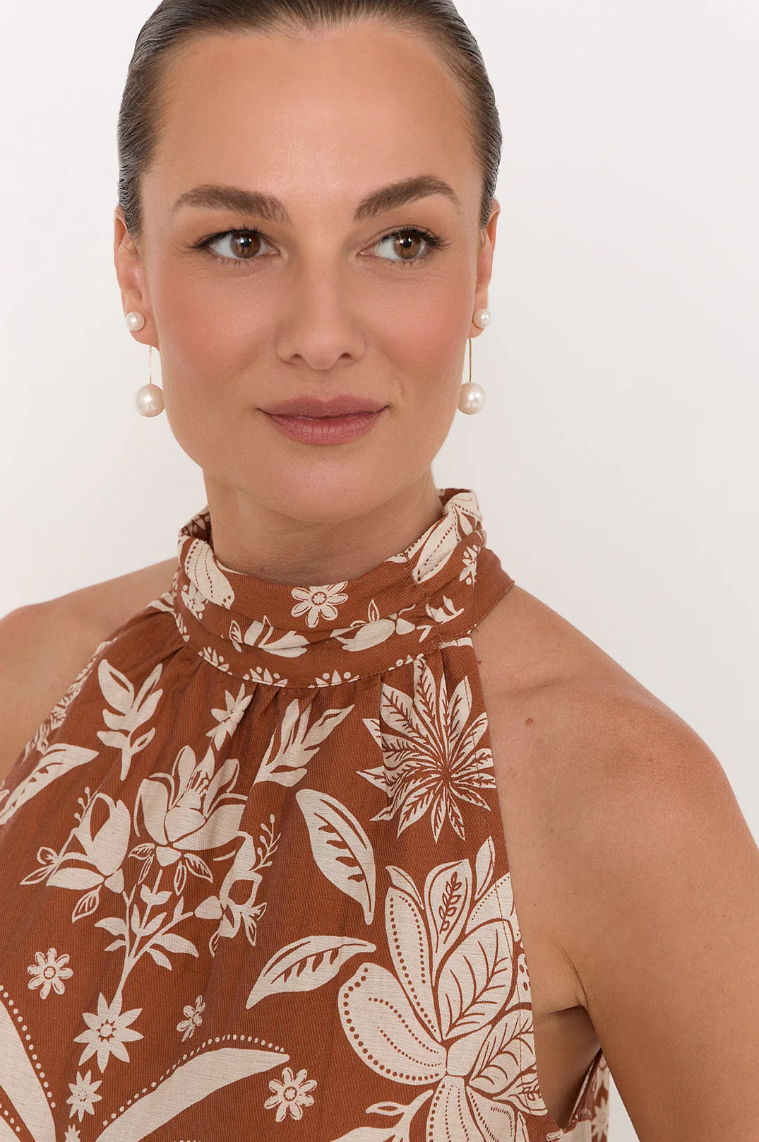 Two Part Pearl Ball Event Earrings Cream/Gold Earrings Adorne