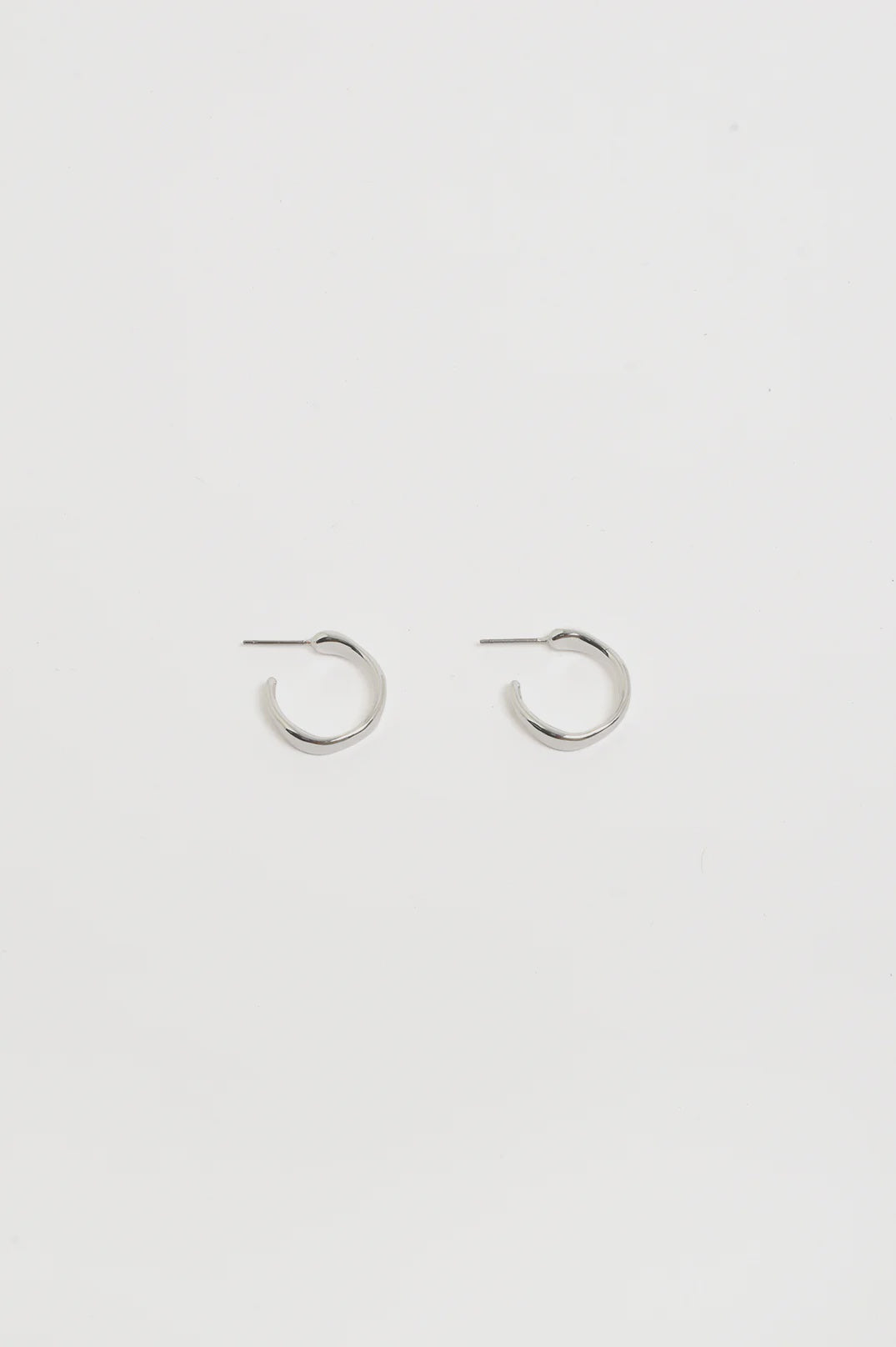 Mini Organic Shape Hoops Silver Earrings Adorne