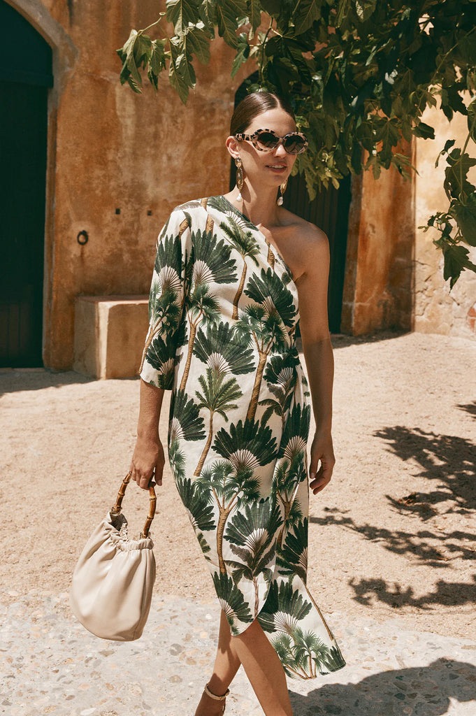 Eva Palm Asymmetrical Dress Print - Global Free Style