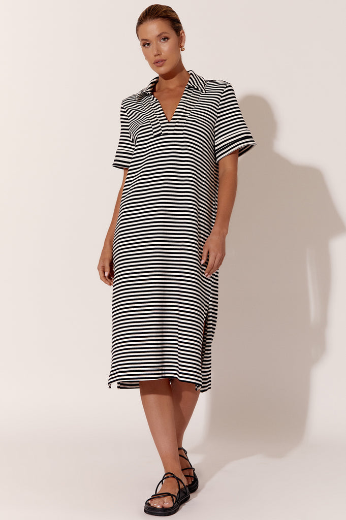 Melanie Stripe Knit Midi Dress - Global Free Style