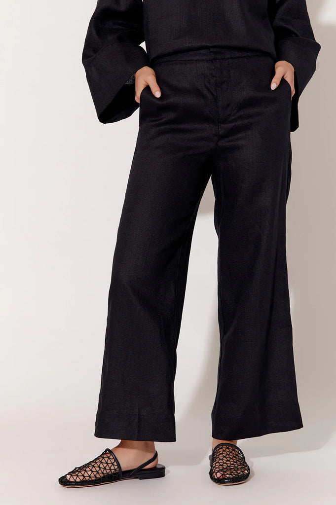 Nisha Cropped Linen Pant Black - Global Free Style